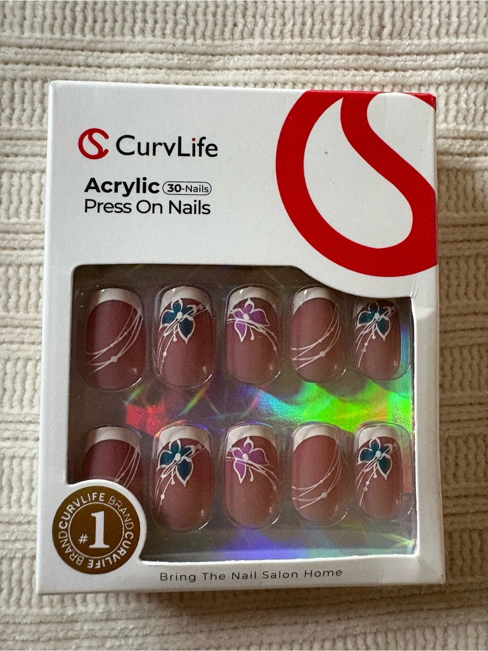 CurvLife Acrylic Press-On Nails in Butterfly with Floral Accent